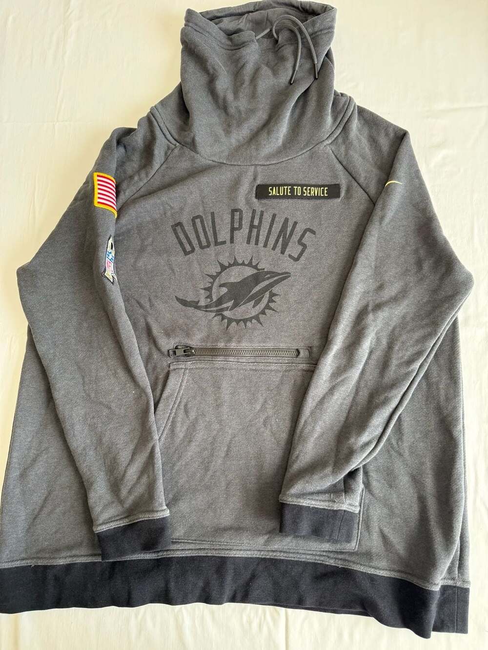 Nike NFL Miami Dolphins Salute To Service Sweatshirt Pullover Gray mens L